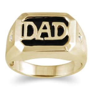 Szul Onyx & Diamond Dad Ring in 10K Yellow Gold for $348 Szul Onyx & Diamond Dad Ring in 10K Yellow Gold for $348