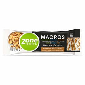 Zone Perfect Macros Protein Bars, with 15g Protein, 1g Sugars, and 18 Vitamins & Minerals, Cinnamon for $29