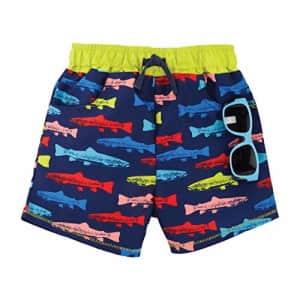 Mud Pie Boys Fish Swim Trunks with Sunglasses, Blue, 4T-5T for $29