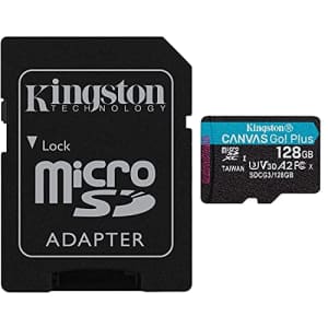 Kingston 128GB MicroSD Canvas Go Plus Memory Card with Adapter Works with GoPro Hero 10 (Hero10) for $18