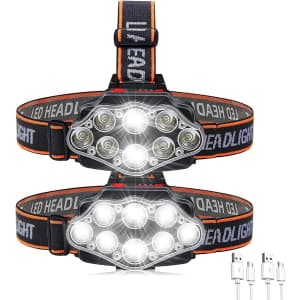 Rechargeable LED Headlamp 2-Pack for $12