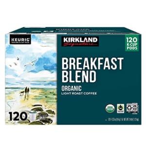 Kirkland Signature Organic Breakfast Blend Light-Roast Coffee, K-Cup Pods, 120 Count for $51
