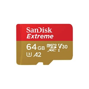 SanDisk 64GB Extreme microSDXC UHS-I Memory Card with Adapter - C10, U3, V30, 4K, 5K, A2, Micro SD for $11