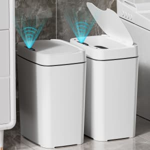 Touchless Bathroom Trash Can 2-Pack for $27