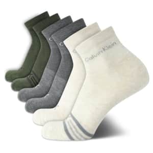 Calvin Klein Men's Socks - Cushioned Above Ankle Athletic Mini-Crew Socks (6 Pack), Size 7-12, for $27