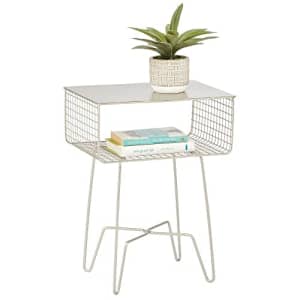 mDesign Steel Side Table Nightstand with Storage Shelf Basket for Bedroom, Living Room, Home for $50