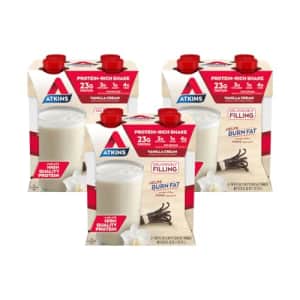 Atkins Vanilla Cream Meal Size Protein Shake, 23g Protein, Low Glycemic, 3g Carb, 1g Sugar, Keto for $24