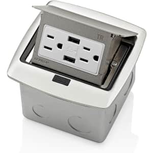 Leviton 15A Pop-Up Floor Outlet Box w/ 2 Outlets & 2 USB Ports for $51