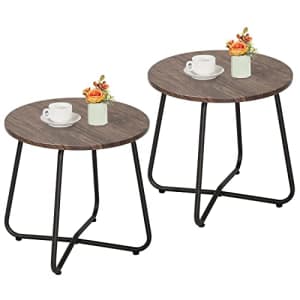 VECELO Patio Outdoor Side Snack Table,Small Round Anti-Rust Metal Style for Garden Balcony, for $67