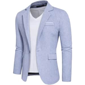 Men's 1-Button Slim Fit Blazer for $24