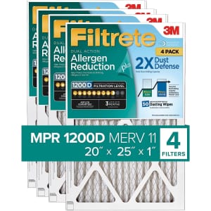 Filtrete 20x25x1 MPR 1200D Air Filters 4-Pack for $48