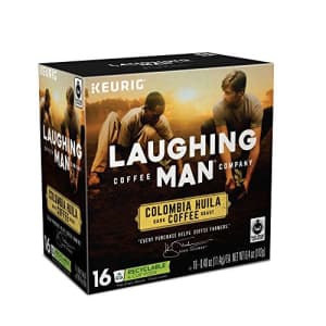 Laughing Man Columbia Huila, Single-Serve Keurig K-Cup Pods, Dark Roast Coffee, 16 Count for $25