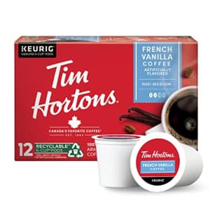 Tim Hortons French Vanilla Coffee, Single-Serve K-Cup Pods Compatible with Keurig Brewers, 12ct for $8