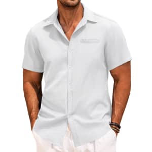Coofandy Men's Linen Short Sleeve Shirt for $10
