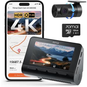 70mai A800S 4K Dual Dash Cam for $80