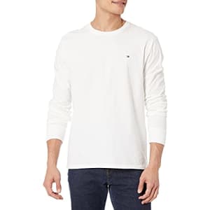 Tommy Hilfiger Men's Long Sleeve Graphic T Shirt, Bright White, Medium for $16