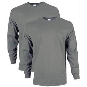 Gildan Men's Ultra Cotton Adult Long Sleeve T-Shirt, 2-Pack Shirt, -Charcoal, Small for $16