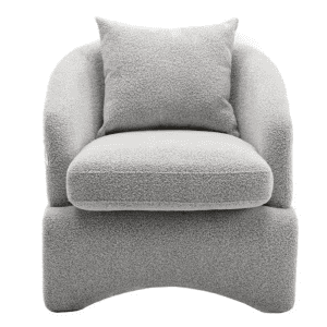Modern Upholstered Armchair with Wood Base and Pillow for $102 Modern Upholstered Armchair with Wood Base and Pillow for $102