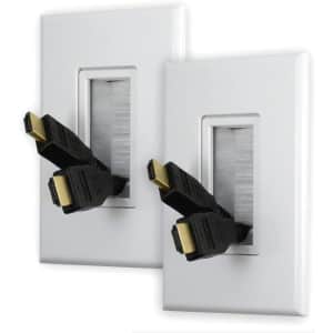 PowerBridge Solutions Cable Management Brush Wall Plate 2-Pack for $11