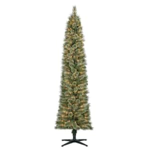 Home Heritage Stanley 7-Foot Pre-Lit Artificial Pencil Pine Christmas Tree for $105