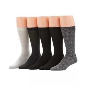 Perry Ellis Portfolio Men's Ribbed Crew Socks 5-Pair Pack for $8