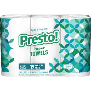Presto Flex-A-Size Paper Towel Huge Roll 6-Pack for $13 via Sub & Save