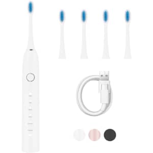 Sonic Electric Toothbrush with 4 Brush Heads for $10