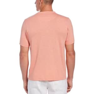 Cubavera Men's Short Sleeve T/C Slub V-Neck T Shirt, Coral Haze, XX Large for $16