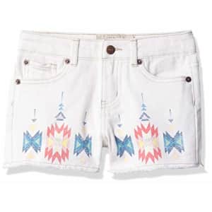 Lucky Brand Girls' Little 5-Pocket Cuffed Stretch Denim Shorts, Salma White, 6X for $15