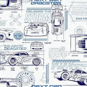 RoomMates Blue Disney and Pixar Cars Schematic Peel and Stick Wallpaper for $35