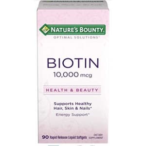 Nature's Bounty Optimal Solutions Biotin 10,000 mcg 90 Rapid Release Liquid Softgels for $8