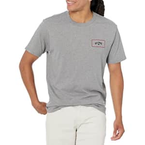 Billabong Men's Classic Short Sleeve Premium Logo Graphic T-Shirt, Arch Block Grey Heather, X-Large for $20