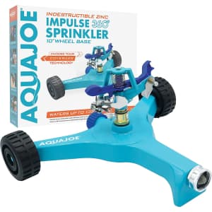 Aqua Joe 10" Indestructible Wheeled Base Metal Impulse Sprinkler for $29