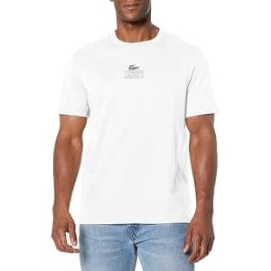 Lacoste Men's Short Sleeve Crew Neck Minimal Croc T-Shirt, Blanc, XX-Small for $20