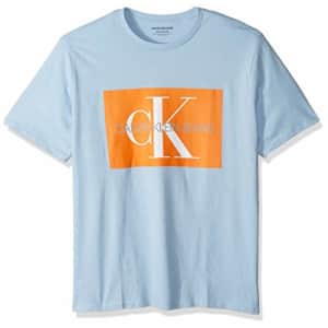 Calvin Klein Men's Big and Tall Short Sleeve Monogram Logo T-Shirt, Chambray Blue, 3X-LargeBig for $30