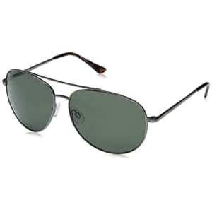 Columbia Canyons Bend Aviator Sunglasses, Shiny Gunmetal/Green Polarized, 60 mm for $54