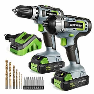 WORKPRO 20V Cordless Drill Combo Kit, Drill Driver and Impact Driver with 2x 2.0Ah Batteries and 1 for $174