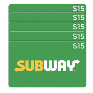 $75 in Subway Gift Cards: $55 for members