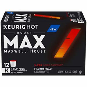 MAX by Maxwell House Boost Keurig K Cup Coffee Pods 1.75x Caffeine (12 Count) for $15