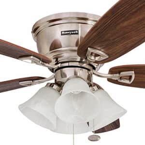 Honeywell 50182 Quick-2-Hang Hugger Ceiling Fan, 52 Dimmable LED White Swirled Marble Fixtures, for $87