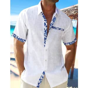 Men's Hawaiian Linen Shirt for $11