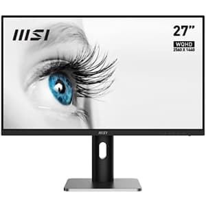 MSI Pro MP273QP, 27" Monitor, 2560 x 1440(QHD) IPS, 75Hz, TUV Certified Eyesight Protection, 1ms, for $185