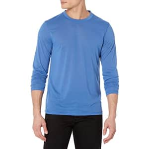 Perry Ellis Men's Portfolio Jersey Crew Neck Long Sleeve Shirt, Federal Blue, Medium for $20