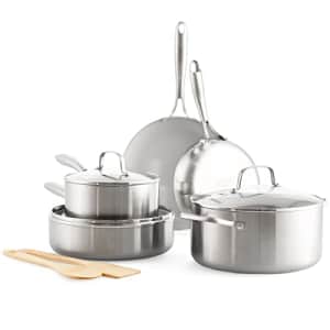 GreenLife Tri-Ply Stainless Steel Healthy Ceramic Nonstick, 10 Piece Cookware Pots and Pans Set, for $130