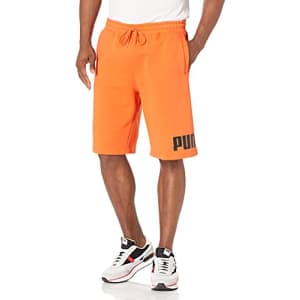 PUMA Men's Big Logo 10" Shorts, Tigerlily Black, Small for $23