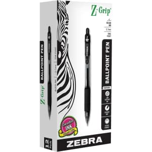Zebra Z-Grip Retractable Ballpoint Pen 12-Pack for $6