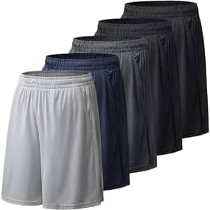 Men's 10" Quick Dry Shorts 5-Pack for $36 w/ Prime