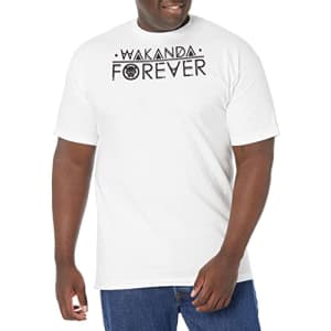 Marvel Big & Tall Classic Straight Wakanda Men's Tops Short Sleeve Tee Shirt, White, XX-Large for $8