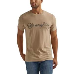 Wrangler Men's Western Crew Neck Short Sleeve Tee Shirt, Trench Coat Heather for $16