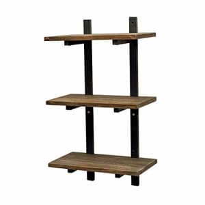 Alaterre Furniture Pomona 36" Tall Metal & Solid Wood Wall Shelf, Brown - 4 Shelves for Easily for $129